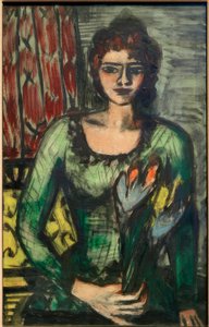 Portrait of Quappi in Green Jumper by Max Beckmann