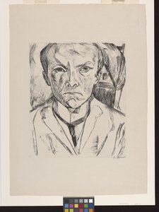 Frontal Self-Portrait with House Gable in Background