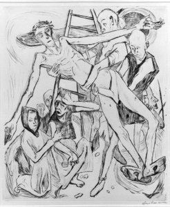 Half-Nude with Cat by Max Beckmann