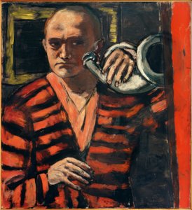 Self-Portrait with Horn by Max Beckmann