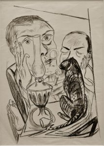 Self-Portrait with Cat and Lamp