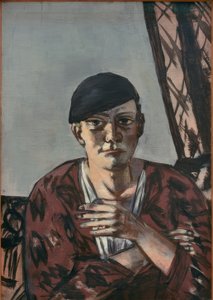 Self-Portrait with Black Cap by Max Beckmann