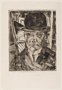 Self-Portrait in Bowler Hat by Max Beckmann