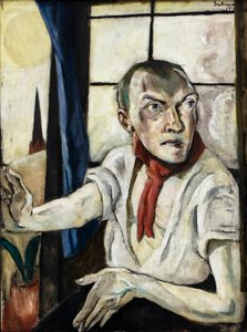 Self-portrait with Red Scarf by Max Beckmann