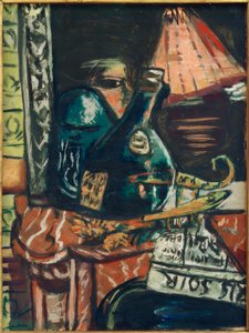 Still Life with Slate Schnapps Bottle and Buddha by Max Beckmann