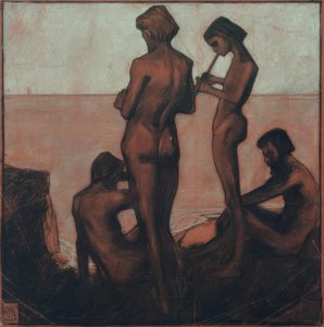 Four Young Men by the Sea (Young Men by the Sea – Four Male Figures by the Sea) by Max Beckmann