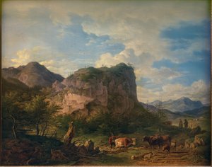 Cows in Front of a Cliff at Oberaudorf by Max Joseph Wagenbauer