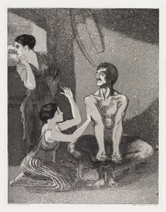 Girl and Archer (Tent, Opus XIV, Part 1, No. 9) by Max Klinger