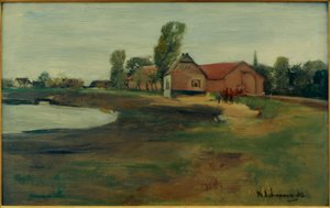 Village Street in Militsch (Landscape with Pond)
