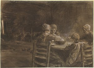 East Frisian Peasants Eating Supper by Max Liebermann