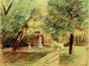 Granddaughter with Nanny in Front of Hedge Gardens by Max Liebermann
