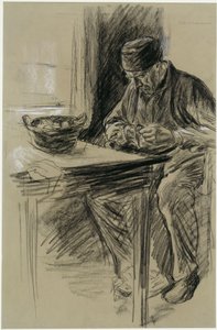 Old Man Peeling Potatoes in Laren by Max Liebermann