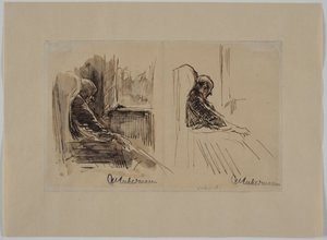 Two Portraits of His Father Louis Liebermann in an Armchair by Max Liebermann