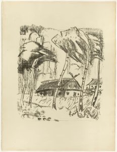 Homestead Behind Birch Trees, from The Samland Ode by Max Pechstein