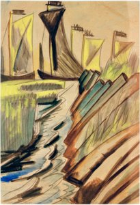 Fishing Boats at the Dike by Max Pechstein