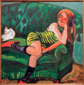 Girl on Green Sofa by Max Pechstein