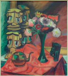 Still Life with Masks and Flowers by Max Pechstein