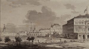 Moscow Kremlin before the construction of the Grand Kremlin Palace by Maxim Nikiphorovich Vorobyev