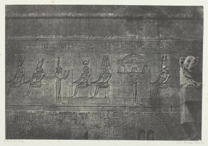 Grand Temple of Dendera (Teutyres), Sculptures of the Rear Facade; Upper Egypt, plate 20 from the album "Egypt, Nubia, Palestine and Syria" (1852)