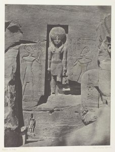 Ibsamboul, Sculptures at the Entrance of the Speos of Phre, Nubia, plate 105 from the album "Egypt, Nubia, Palestine and Syria" (1852) by Maxime Du Camp