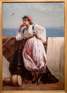 Young Oriental Woman on a Terrace in Algiers by Maxime Noire