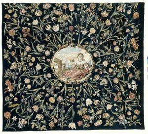 Table Cover with the Personification of Flora and a Floral Pattern by Maximiliaan van der Gucht (possibly)