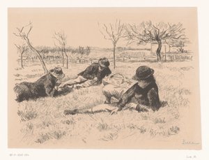 Three Men Resting in a Meadow