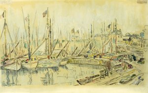 Barges on the Seine by Maximilien Luce