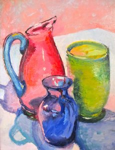Colorful Glass Still Life by Maxine Shore
