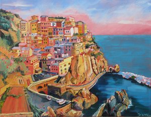 Colorful Italian Coastal Village by Maxine Shore