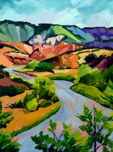 Colorful River Landscape by Maxine Shore