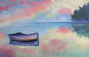 Peaceful Pastel Boat by Maxine Shore