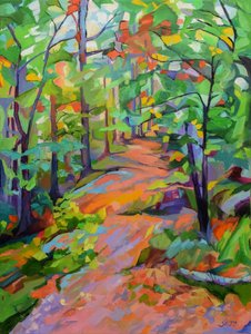 Vibrant Forest Path by Maxine Shore