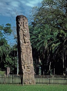 Detail of Stele F on the Great Square by Mayan