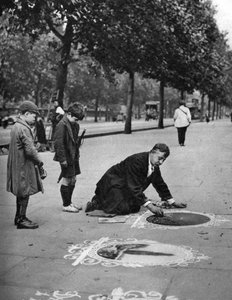 Pavement artist, Embankment, London, 1926-1927 by McLeish