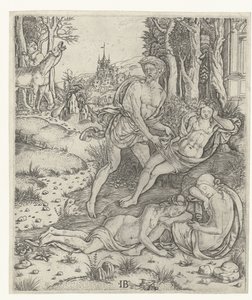 Priapus Assaults Nymph Lotis by Meester IB met de vogel