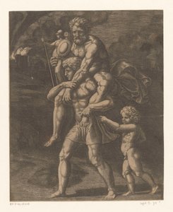 Aeneas and His Family Fleeing Troy by Meester van de Dobbelsteen