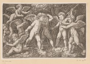 Playing Putti (Tapestries of the Pope) by Meester van de Dobbelsteen