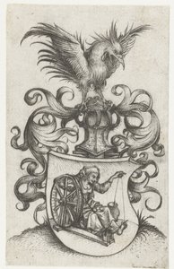 Coat of Arms with Old Twining Woman by Meester van het Amsterdamse Kabinet