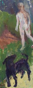 White man who walked a black dog, 2016 by Megan Williamson