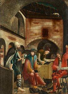Saints Crispinus and Crispinianus in Their Shoemaker Workshop by Meister der Crispinuslegende