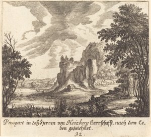 Mountain View by Melchior Küsel after Johann Wilhelm Baur
