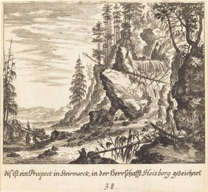 View in Stairmarck by Melchior Küsel after Johann Wilhelm Baur