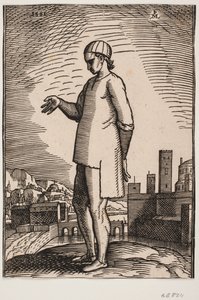 Christian Slave with Outstretched Hand, with Two City Districts Connected by a Bridge in the Background