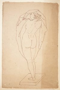 Nude Woman with Cloth in Her Arms, Seen from the Back