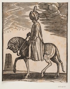 Unarmed Turban-Clad Rider, Profile Towards the Left; in Front of the Horse, an Obelisk in Ruins by Melchior Lorck
