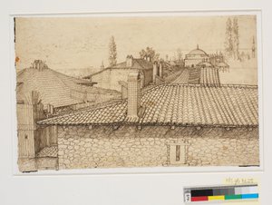 View over Roofs towards the Column of Arcadios in Constantinople by Melchior Lorck