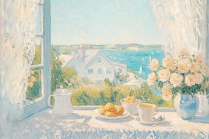 Coastal Morning Breakfast View by Melloi Art Prints