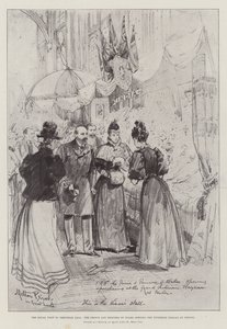 The Royal Visit to Trentham Hall, the Prince and Princess of Wales opening the Victorian Bazaar at Fenton by Melton Prior