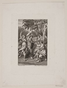 Illustration with Antique-Clad Festive People in a Garden by Meno Haas